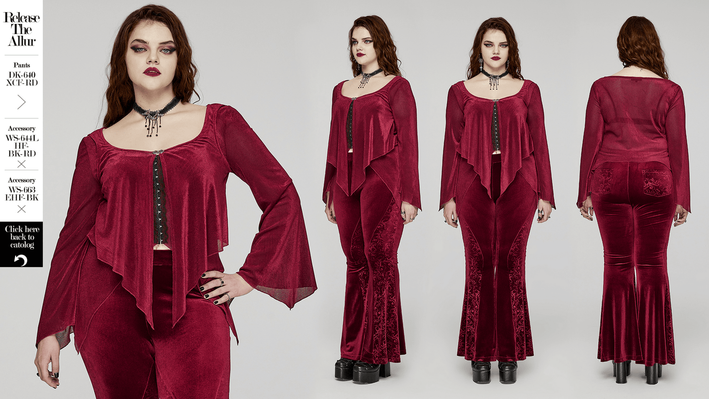 Edgy Gothic Elastic Mesh Two-Piece Top with Hooks