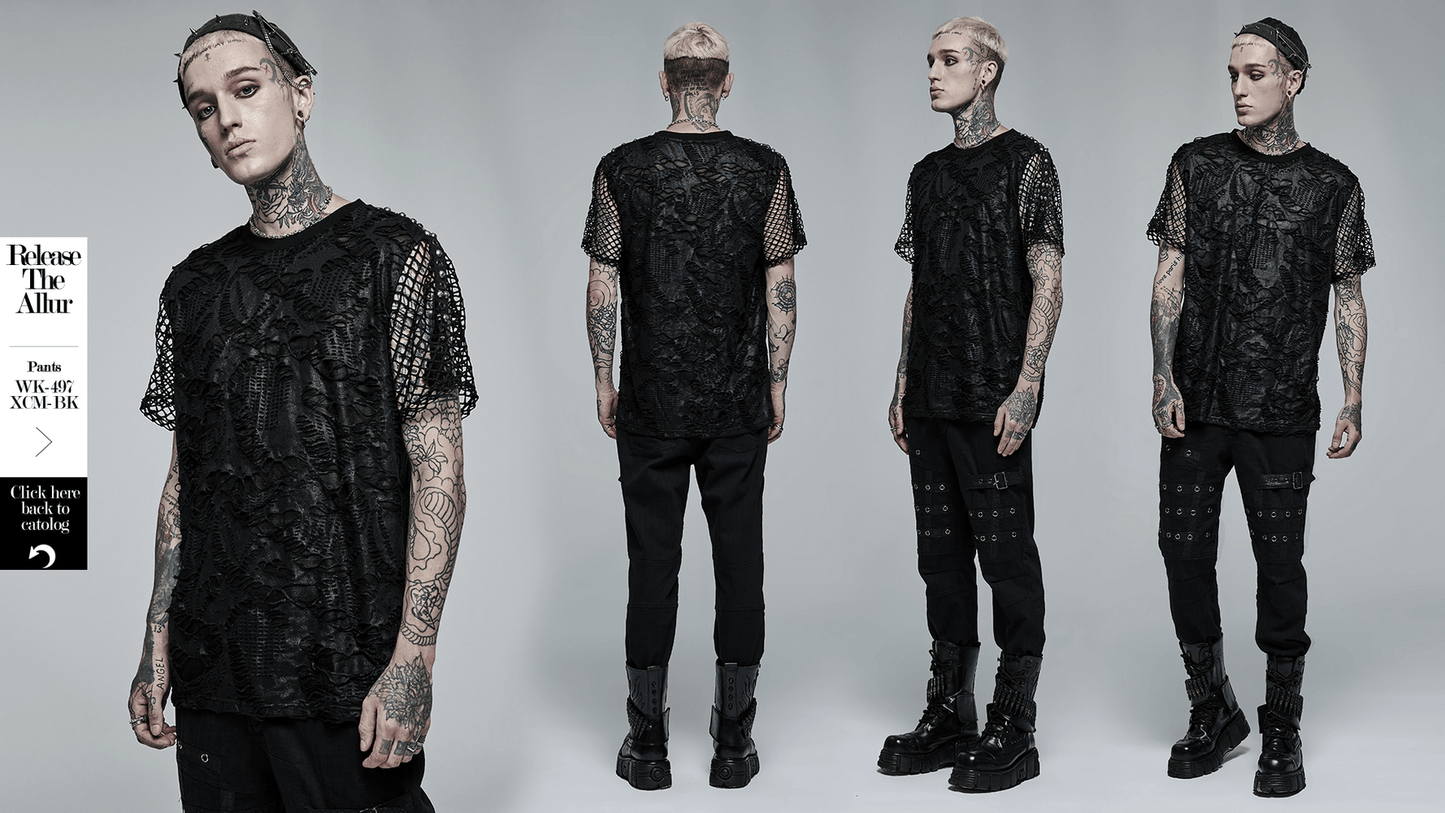 Edgy Gothic Mesh Layered Tee