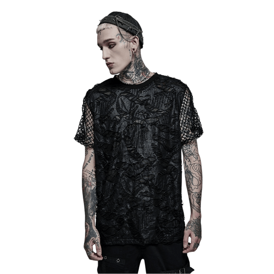 Edgy Gothic Mesh Layered Tee