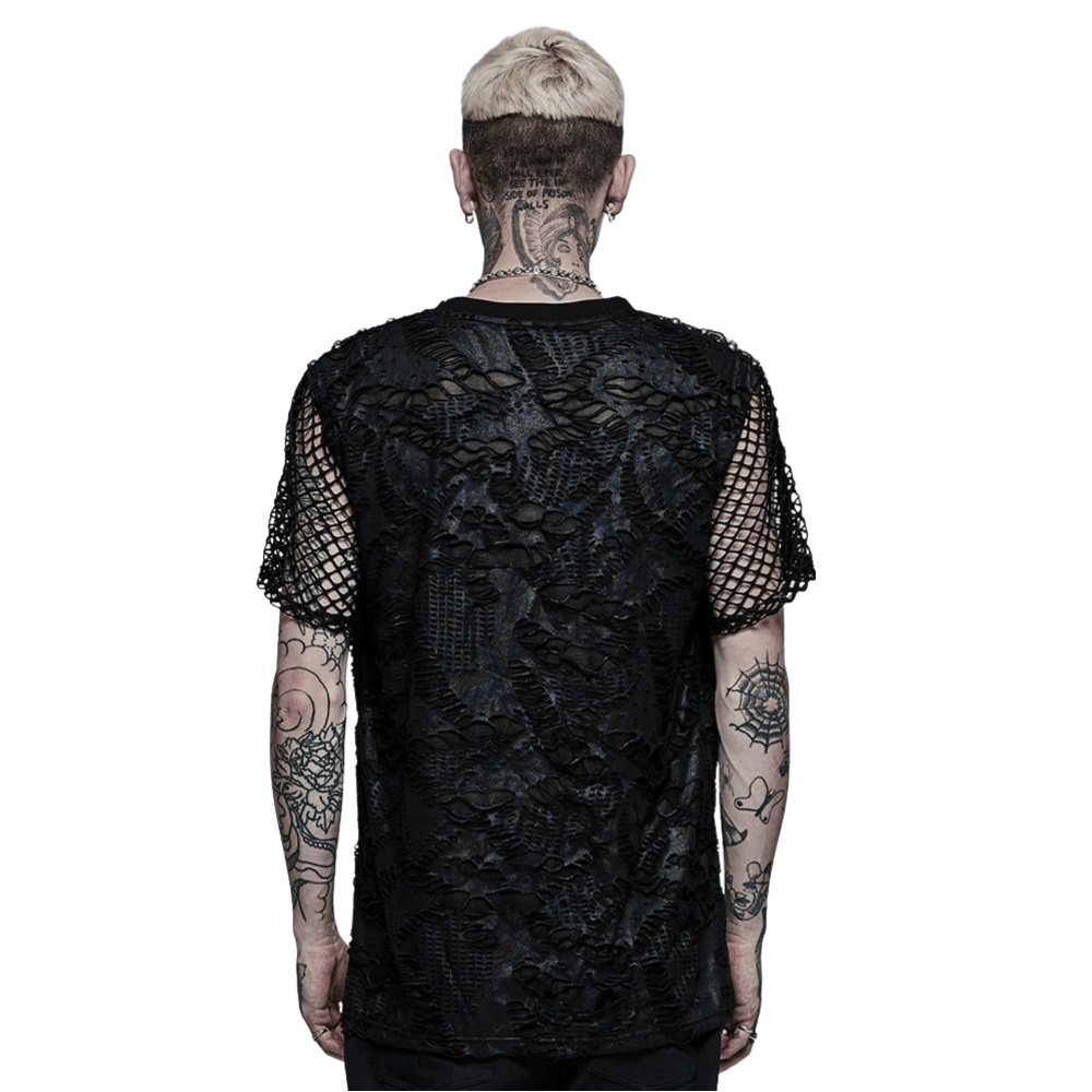 Edgy Gothic Mesh Layered Tee