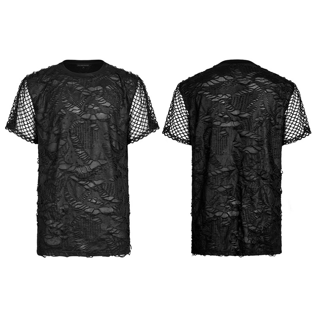 Edgy Gothic Mesh Layered Tee