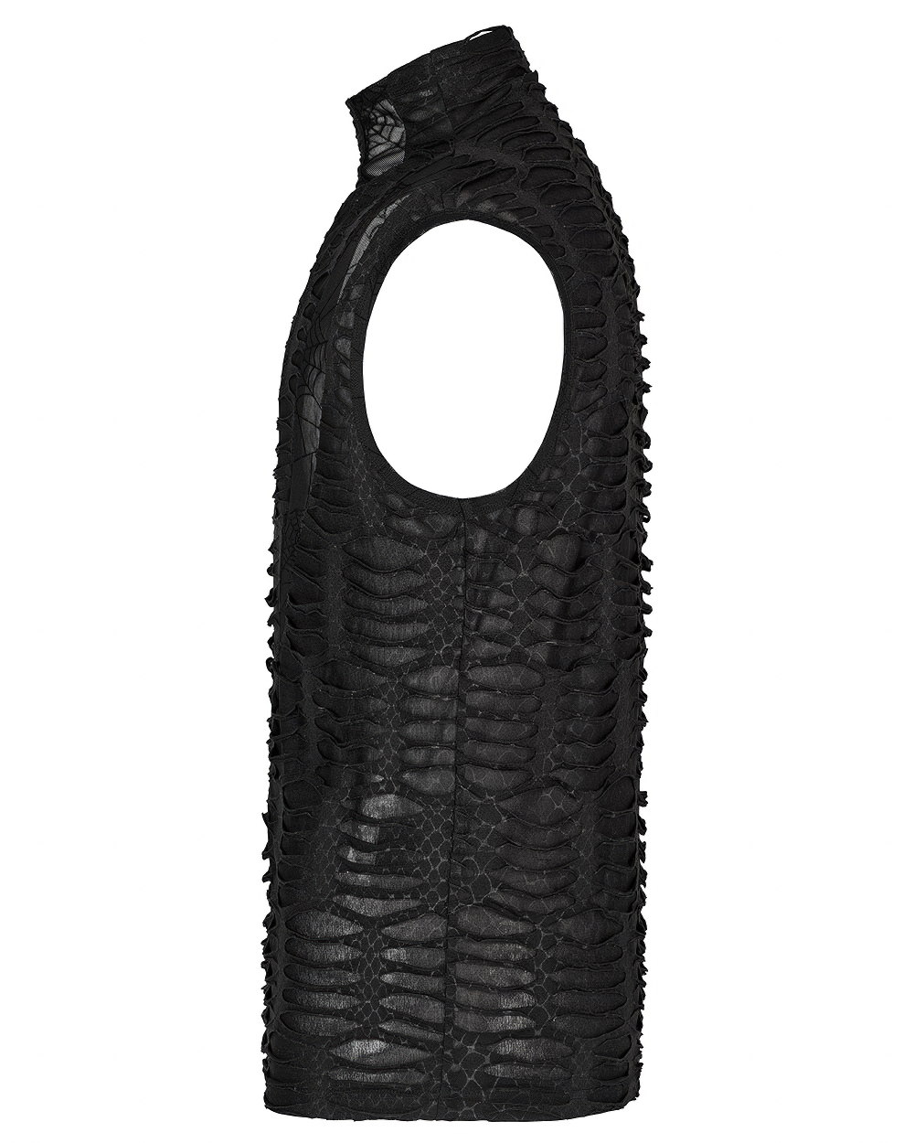 Edgy Men's Asymmetric Mesh Sleeveless Gothic Top