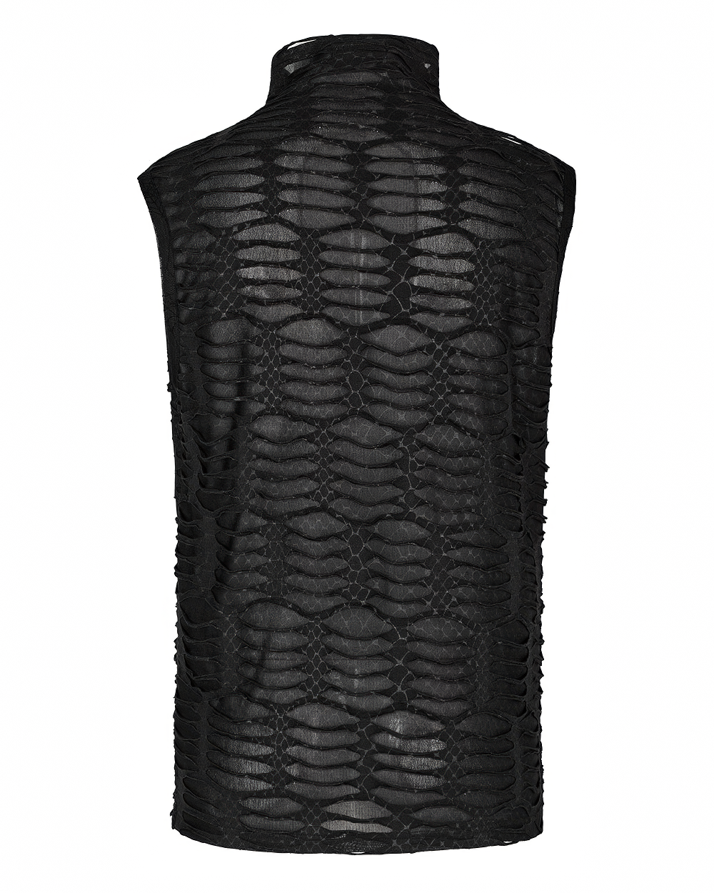 Edgy Men's Asymmetric Mesh Sleeveless Gothic Top