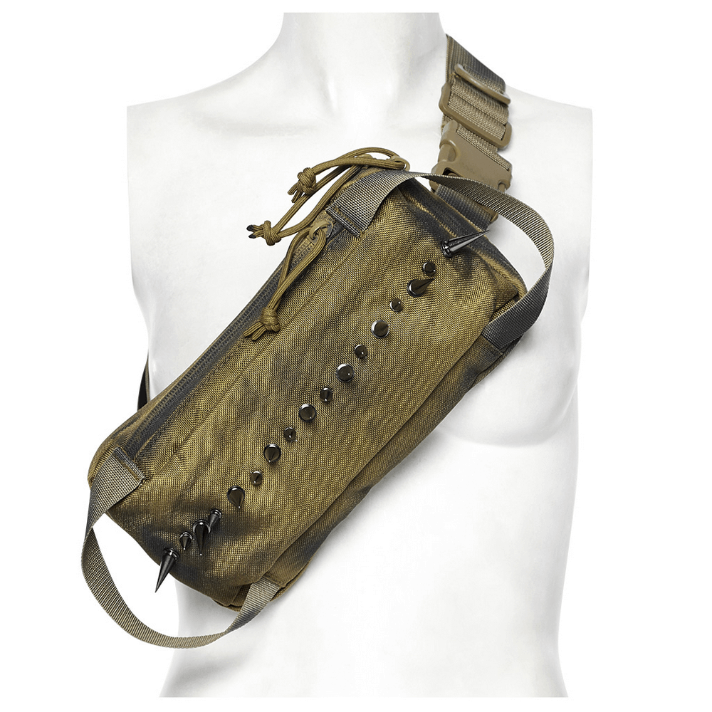 Edgy Nylon Spiked Shoulder Bag for Streetwear
