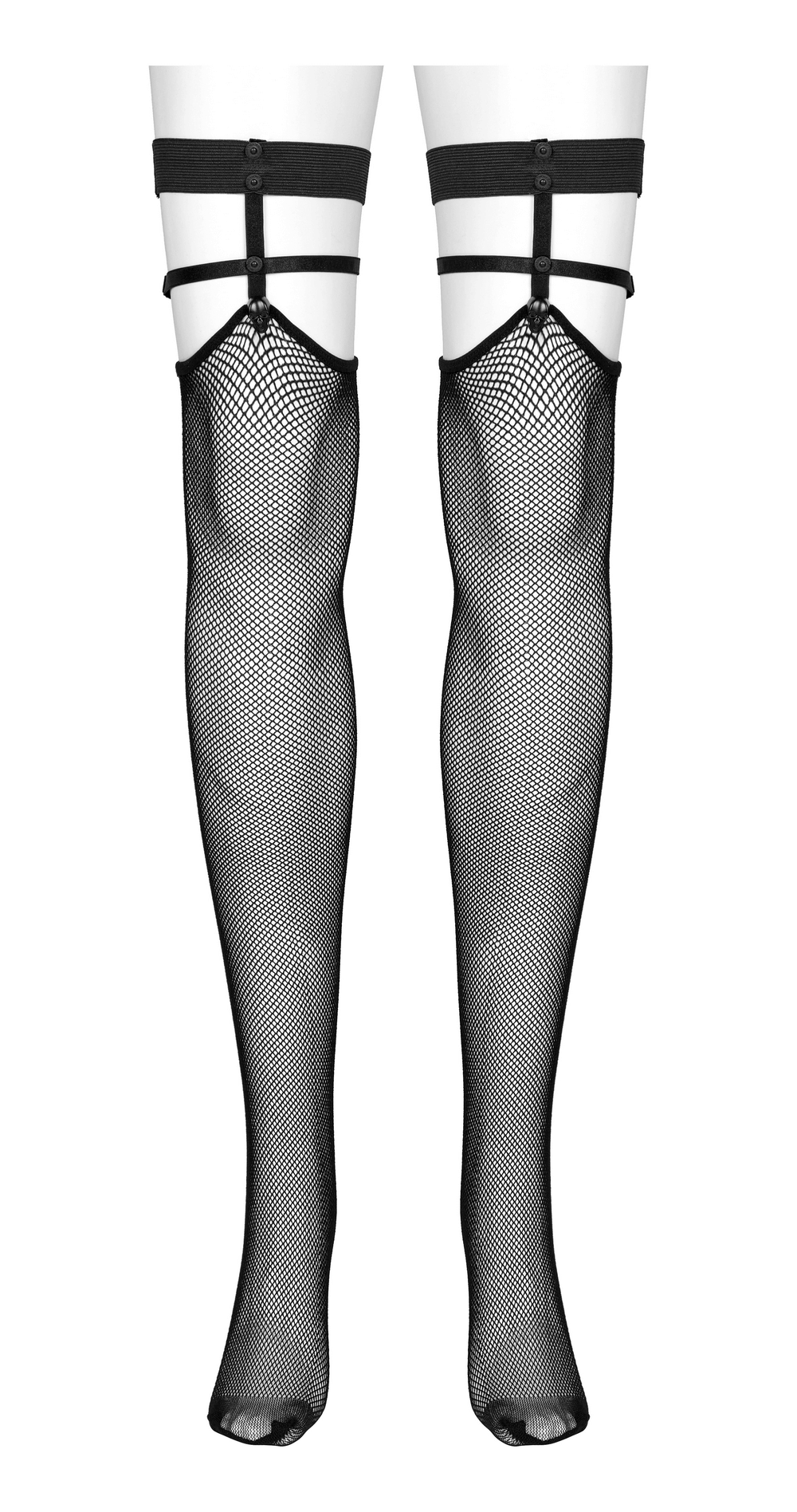 Edgy Punk Knee-High Fishnet Socks with Skull Rivets