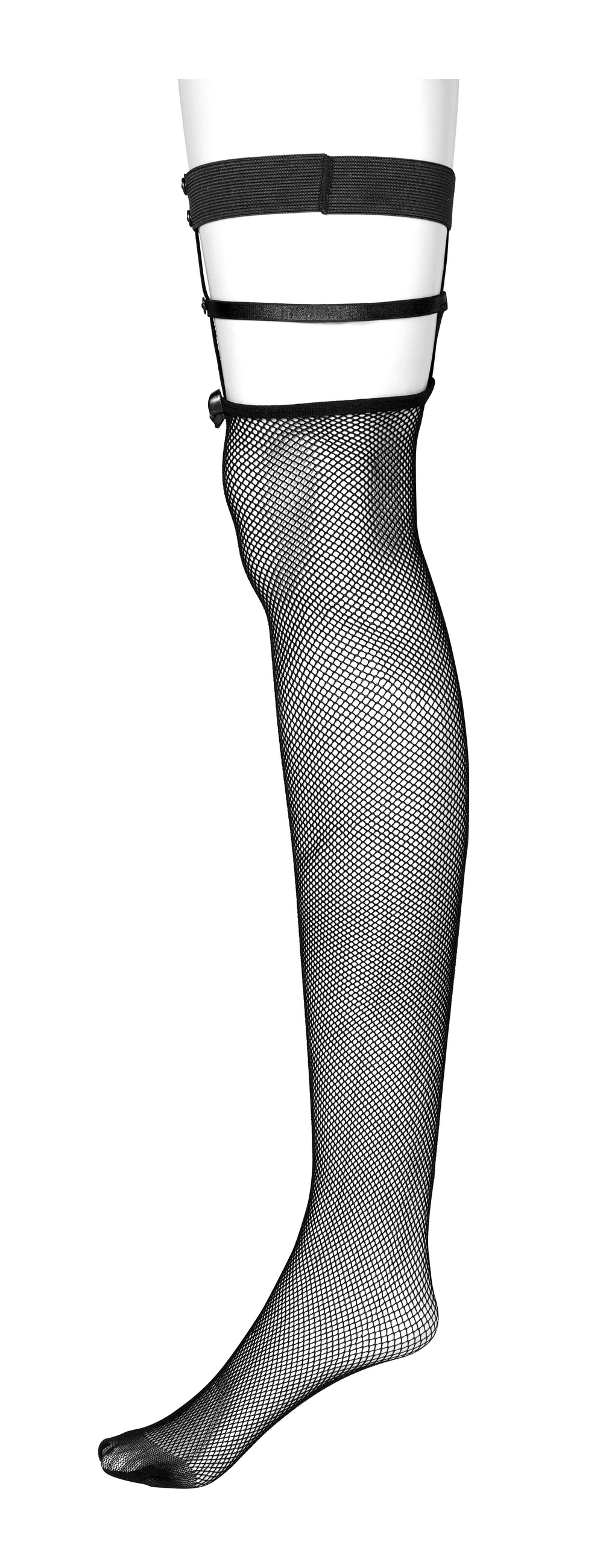 Edgy Punk Knee-High Fishnet Socks with Skull Rivets