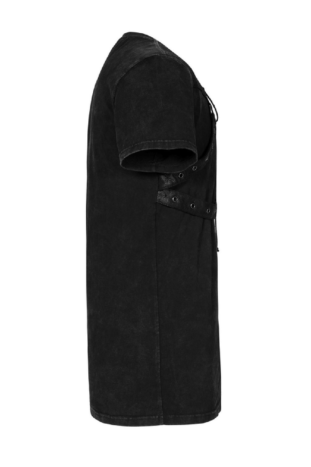 Edgy Punk Rock T-Shirt with Leather and Rope Details