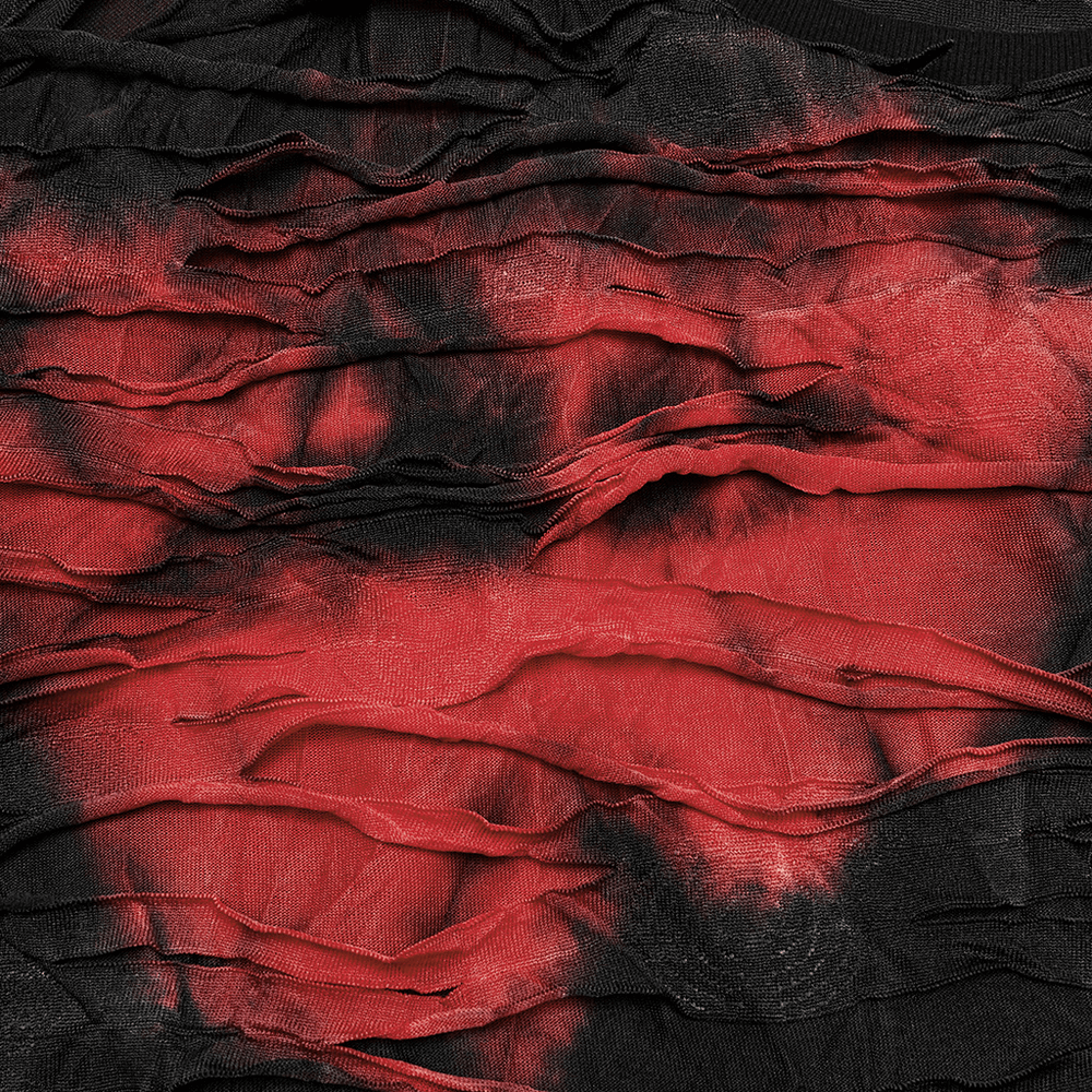 Edgy Punk Tie-Dye Loose Top with Mesh Sleeves for Women