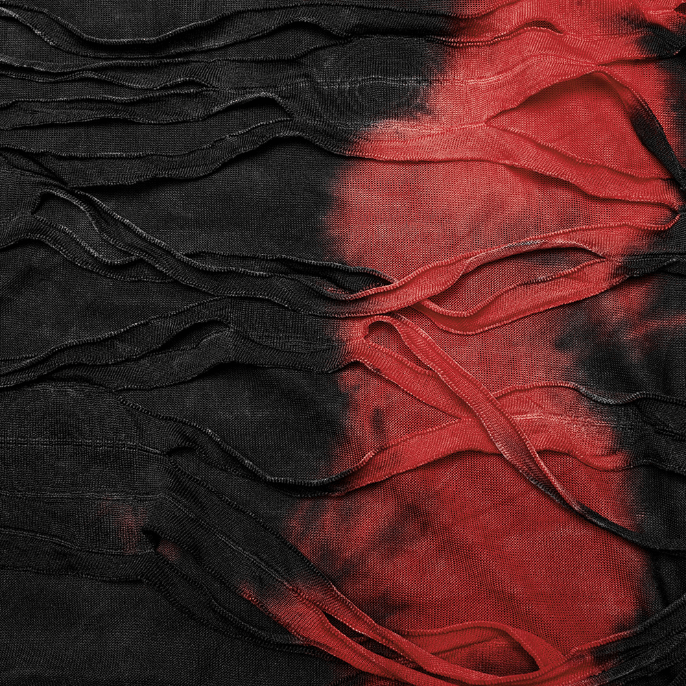 Edgy Punk Tie-Dye Loose Top with Mesh Sleeves for Women