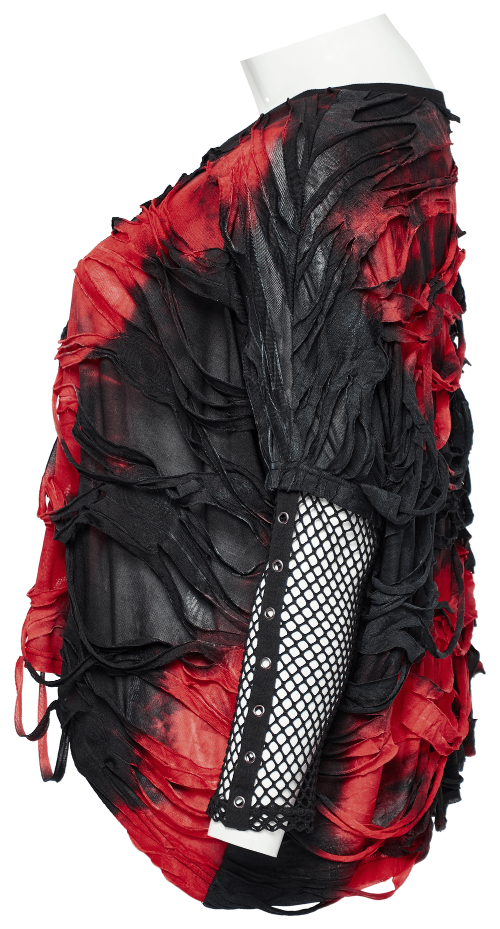 Edgy Punk Tie-Dye Loose Top with Mesh Sleeves for Women