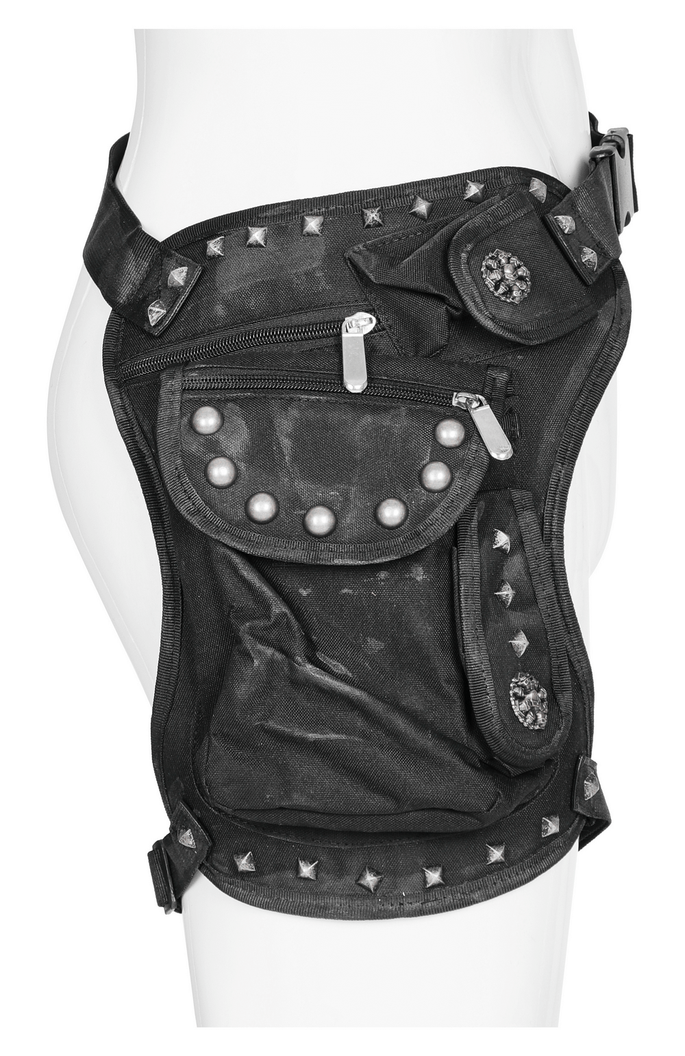 Edgy Punk Waist Bag with Adjustable Straps and Rivets