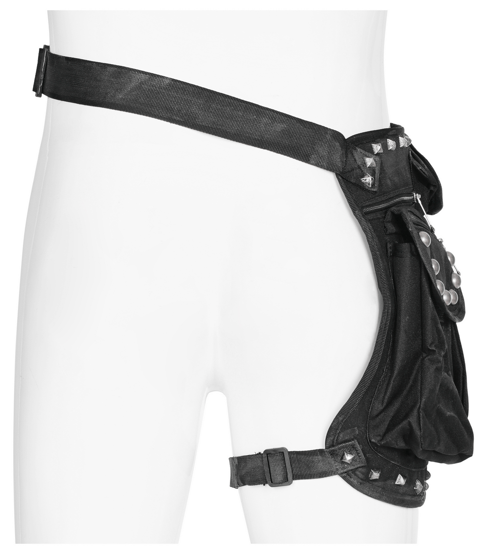 Edgy Punk Waist Bag with Adjustable Straps and Rivets