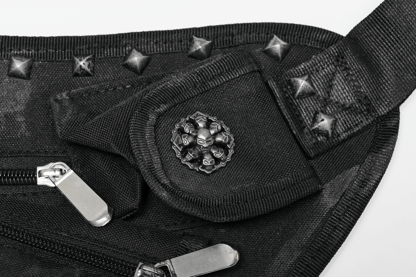 Edgy Punk Waist Bag with Adjustable Straps and Rivets