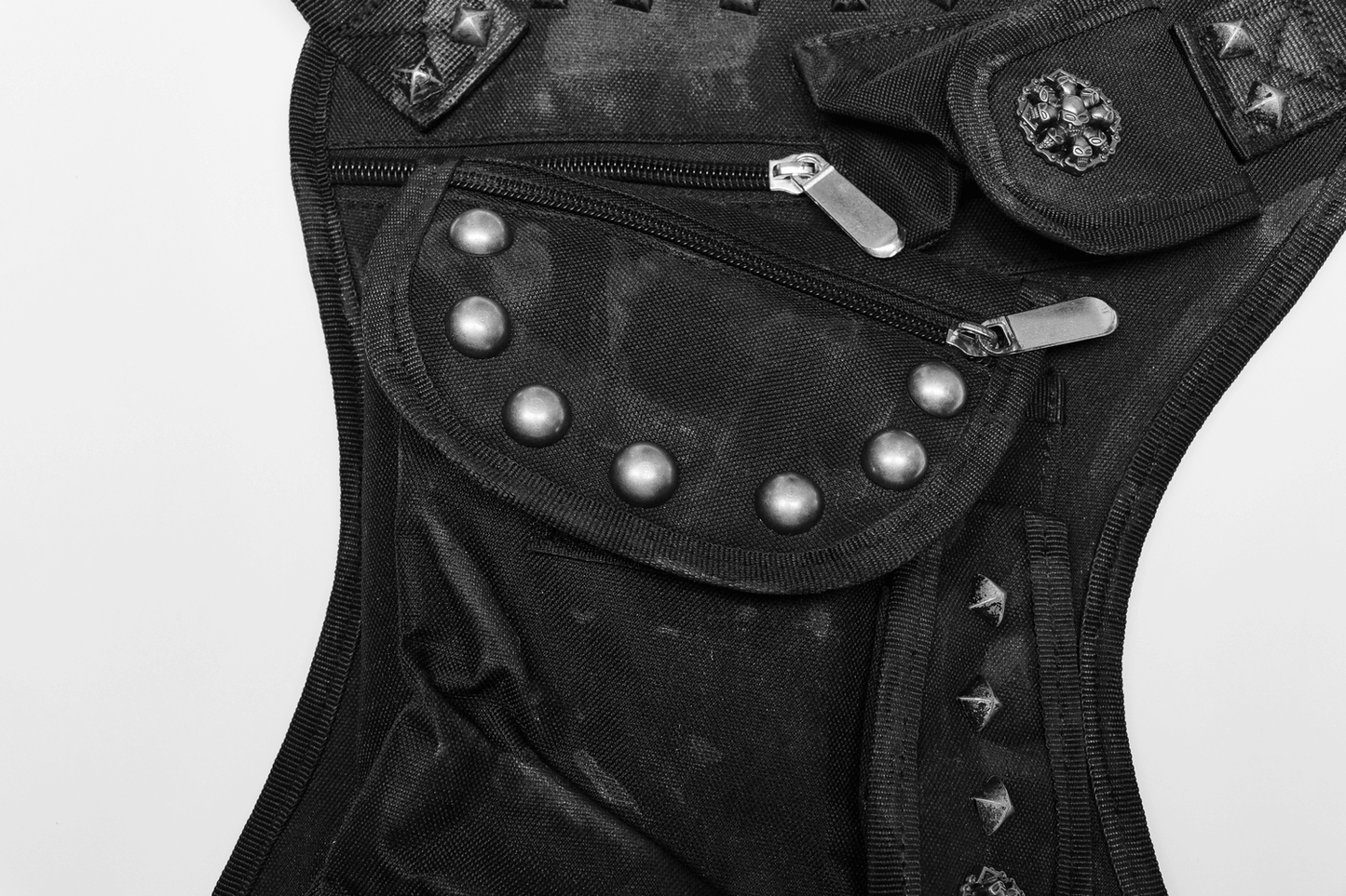 Edgy Punk Waist Bag with Adjustable Straps and Rivets