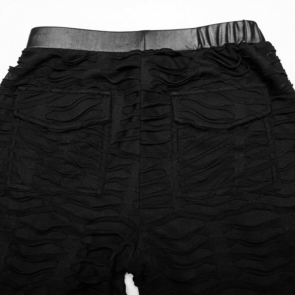 Edgy Ripped Black Leggings with Metal Rivets and Rings