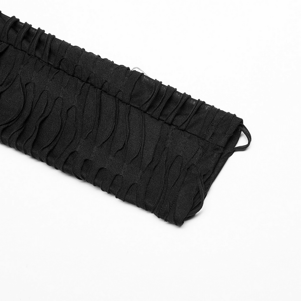 Edgy Ripped Black Leggings with Metal Rivets and Rings