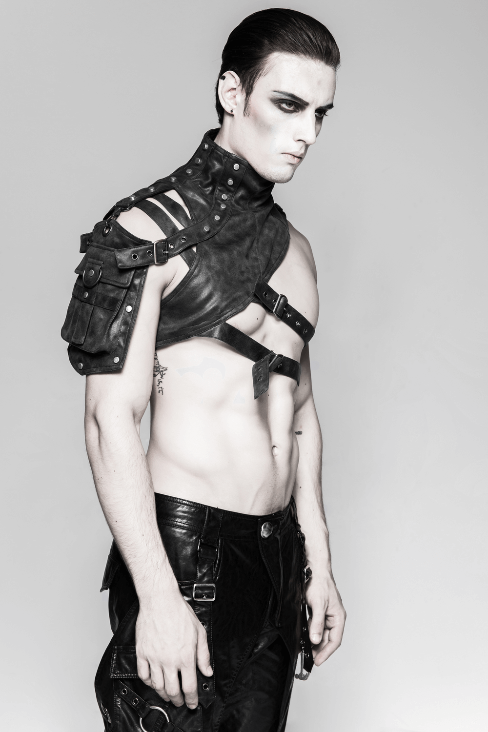 Edgy Shoulder Armor with Adjustable Buckles and Straps