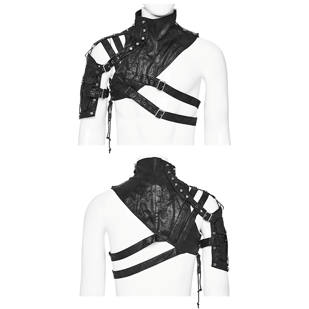 Edgy Shoulder Armor with Adjustable Buckles and Straps