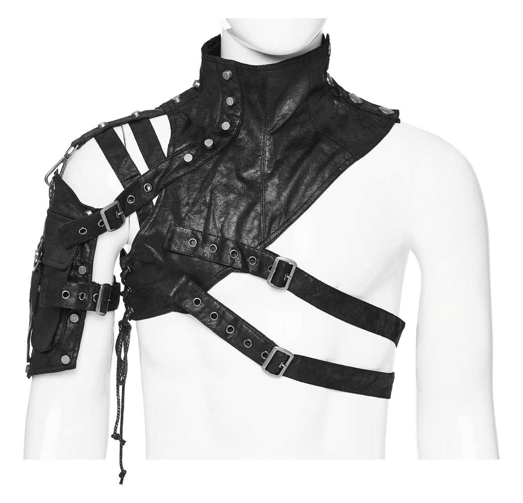 Edgy Shoulder Armor with Adjustable Buckles and Straps
