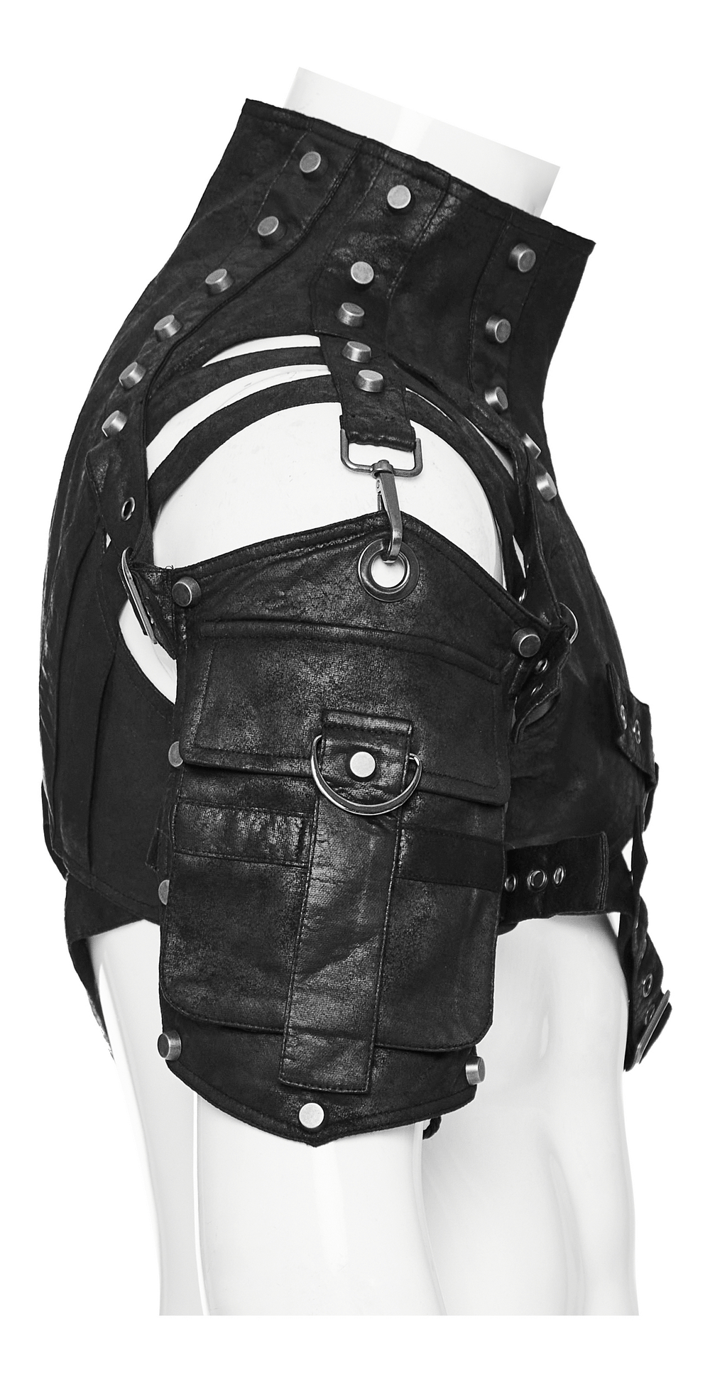Edgy Shoulder Armor with Adjustable Buckles and Straps