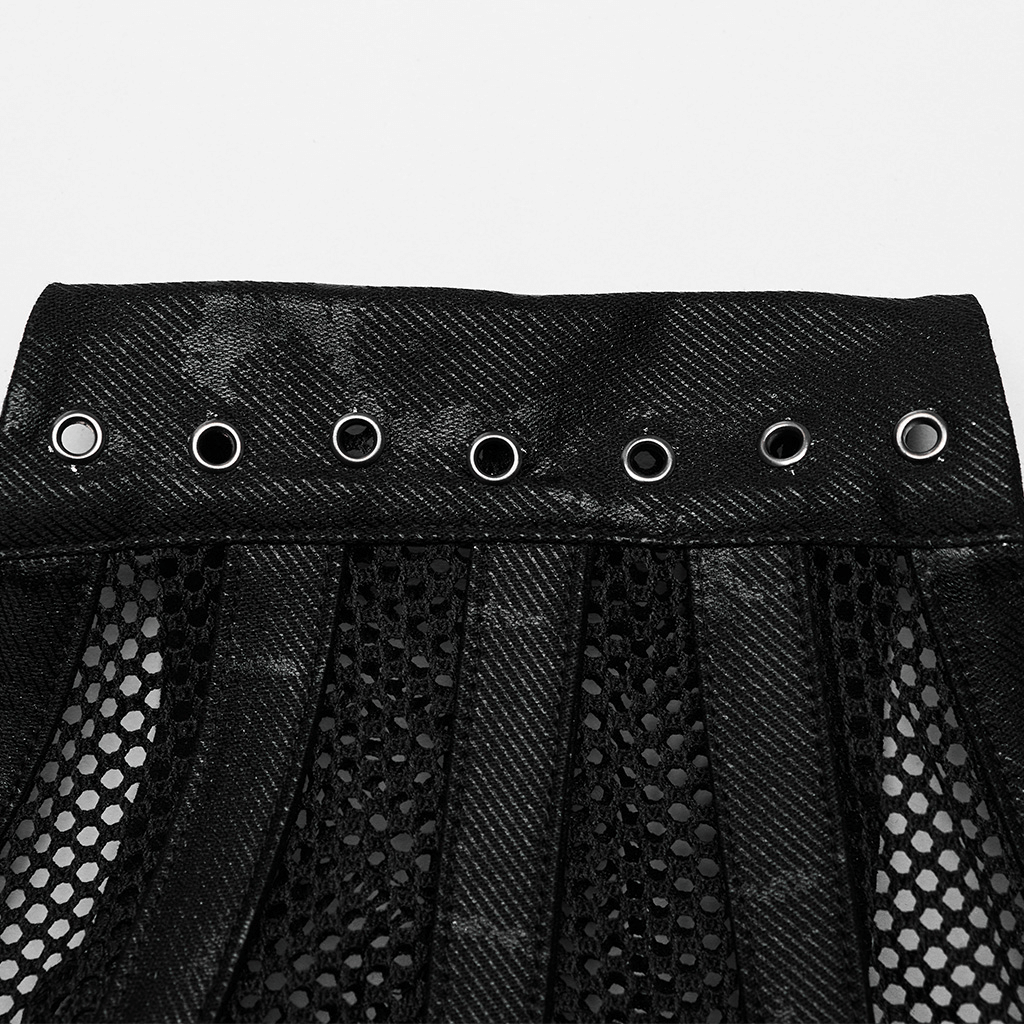Elastic Mesh Punk Corset Belt with Steel Buckle Detail