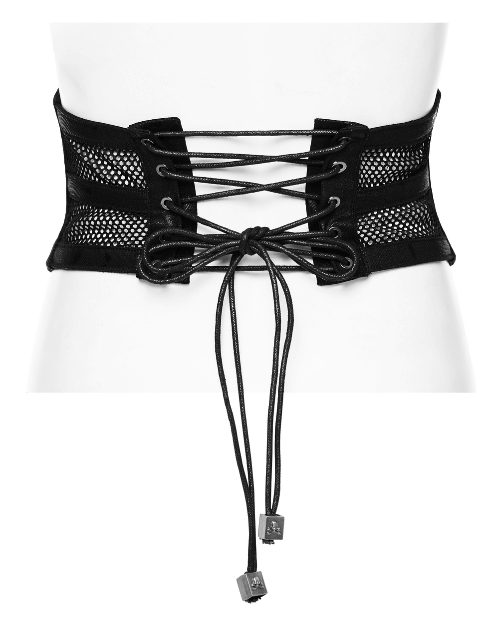 Elastic Mesh Punk Corset Belt with Steel Buckle Detail