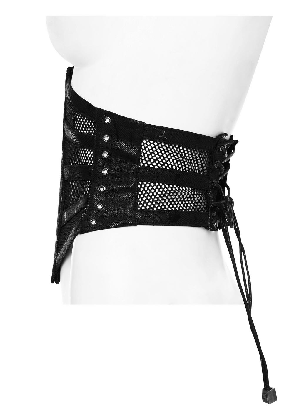 Elastic Mesh Punk Corset Belt with Steel Buckle Detail