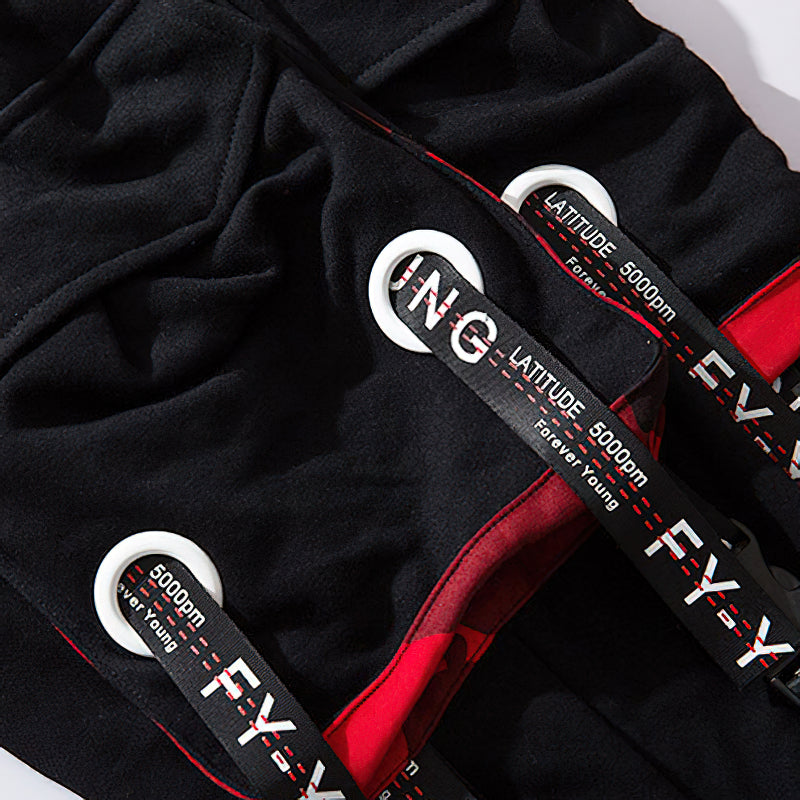 Elastic Waist Men's Multi-Pockets Joggers / Casual Pants With Straps / Fashion Male Streetwear