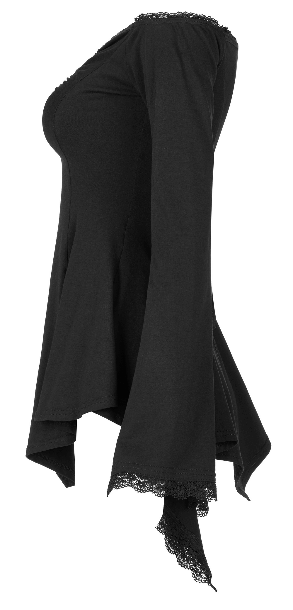 Elegant Bell-Sleeves Coffin Accent Goth Top for Women