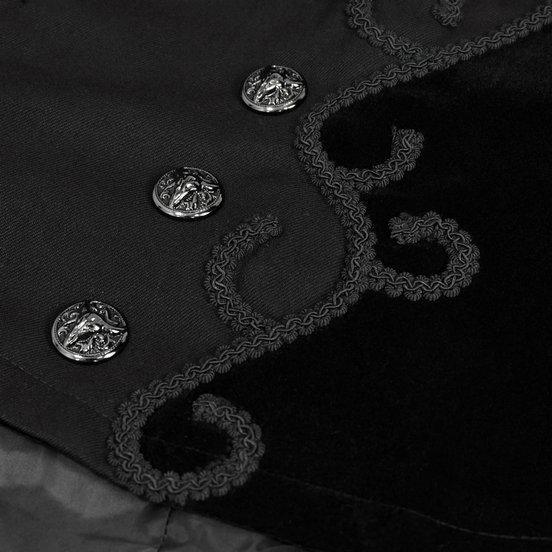 Elegant Black Double-Brasted Tail Coat with Snap Buttons / Vintage Men's Clothing in Gothic Style