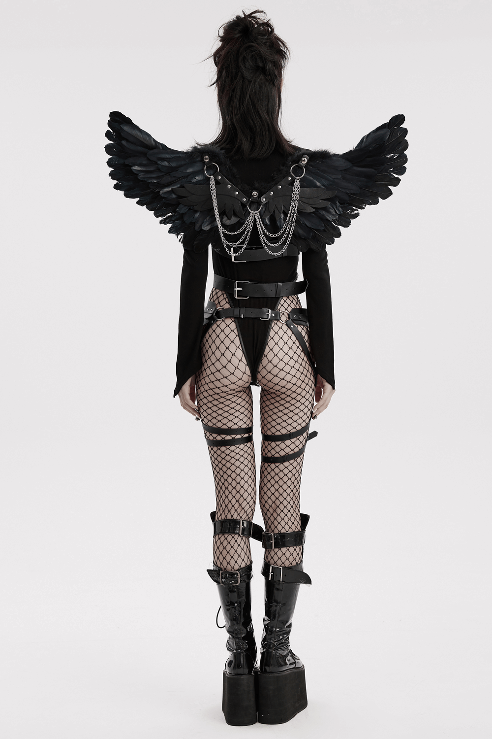 Elegant Black Feather Wings for Costumes and Events