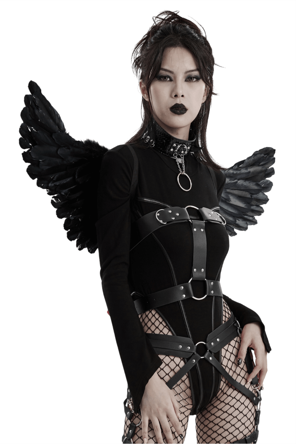 Elegant Black Feather Wings for Costumes and Events