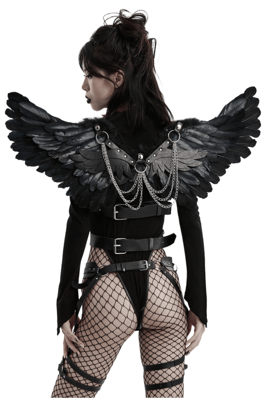 Elegant Black Feather Wings for Costumes and Events