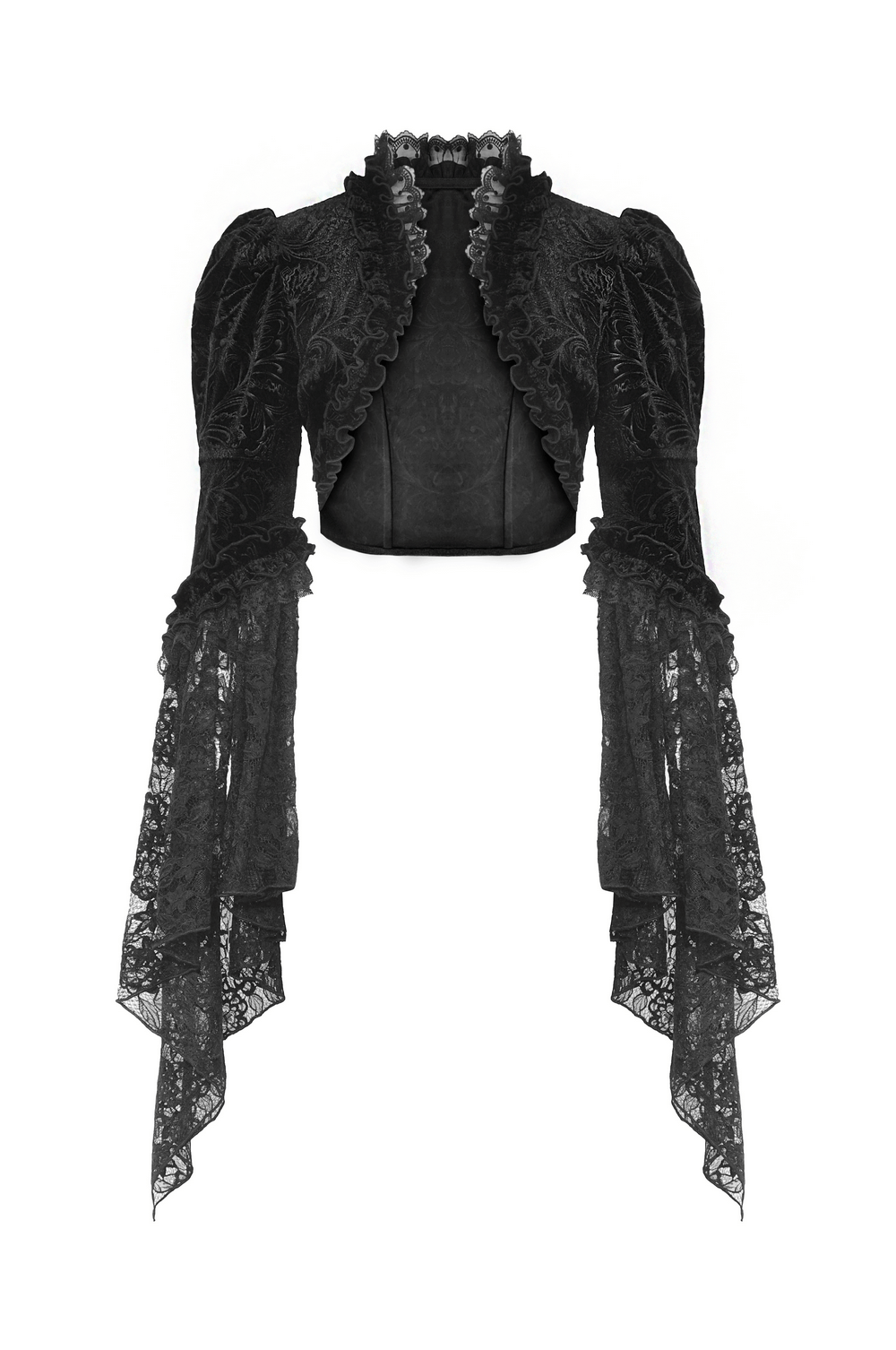 Elegant Black Flared Sleeves Lace Bolero for Evenings