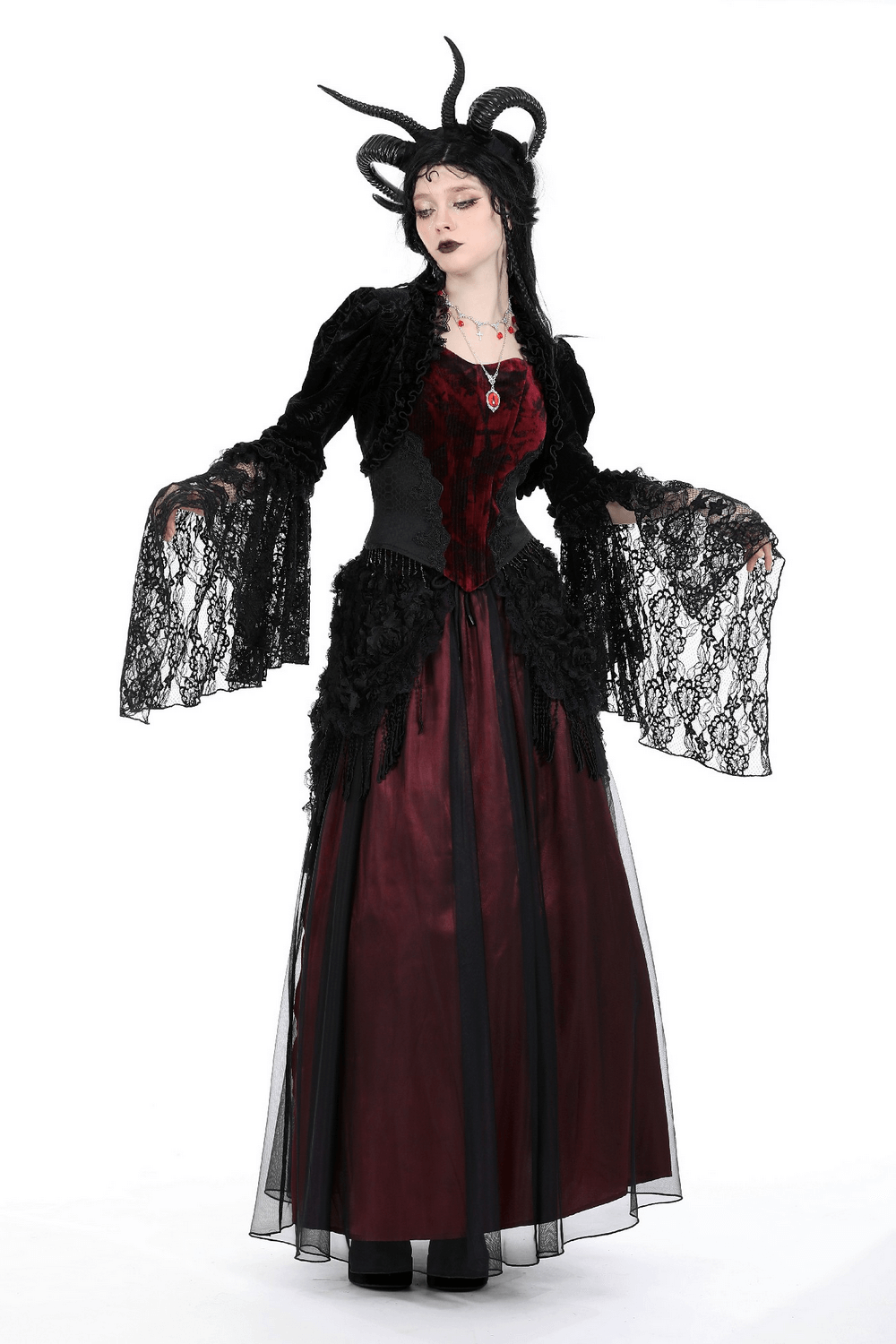 Elegant Black Flared Sleeves Lace Bolero for Evenings