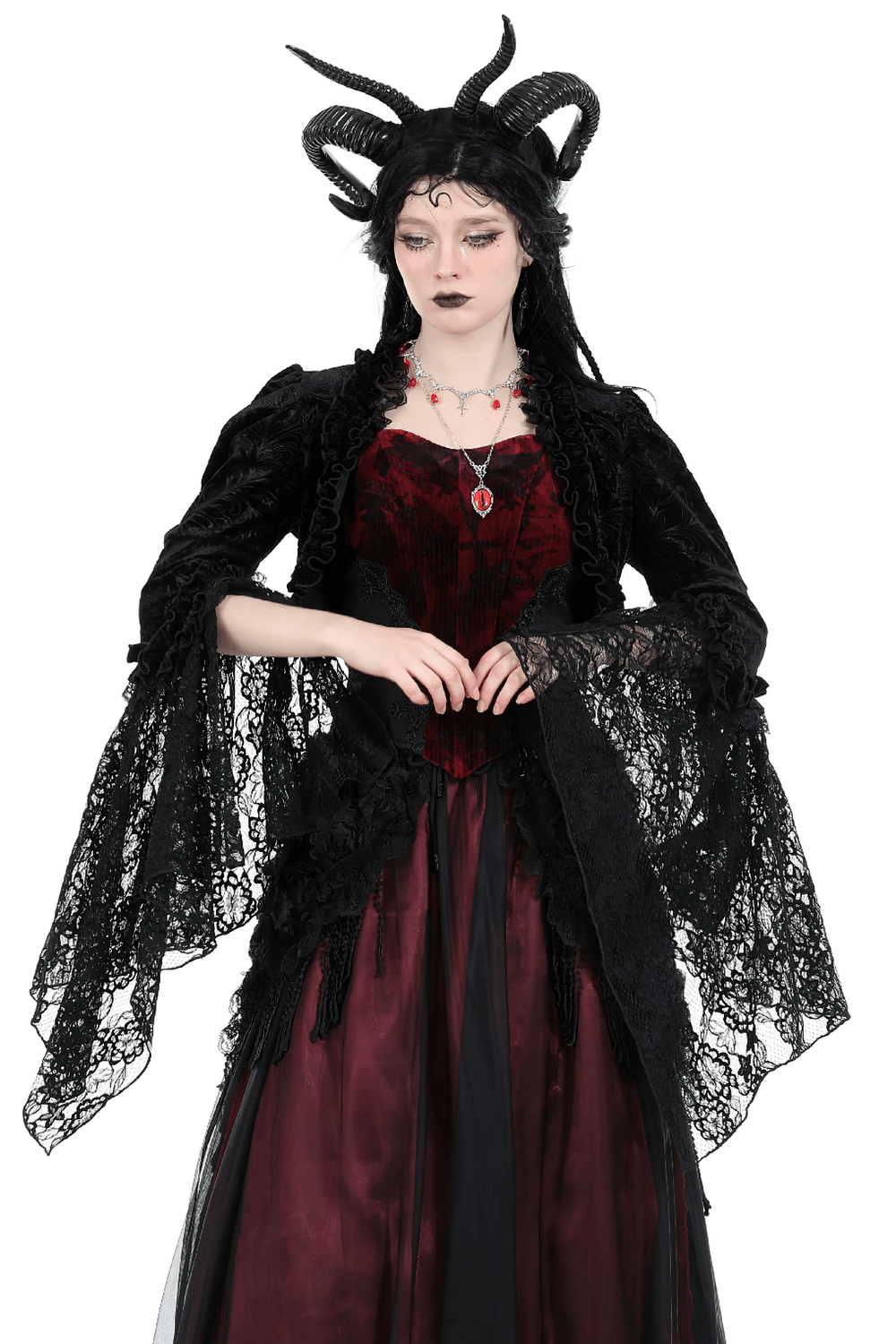 Elegant Black Flared Sleeves Lace Bolero for Evenings