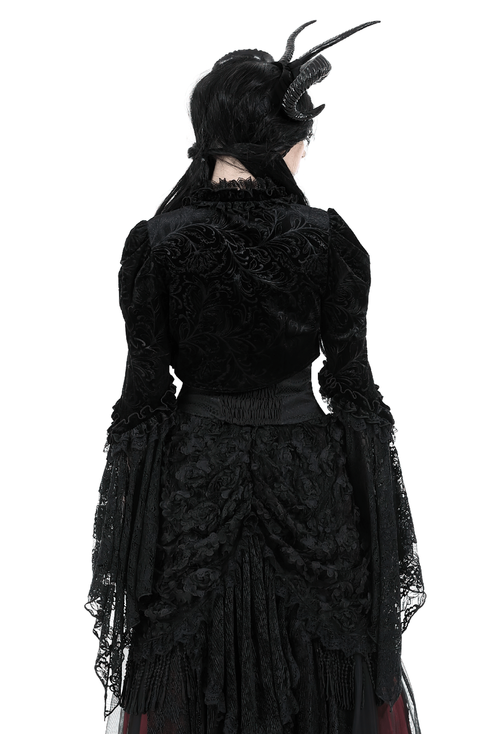 Elegant Black Flared Sleeves Lace Bolero for Evenings