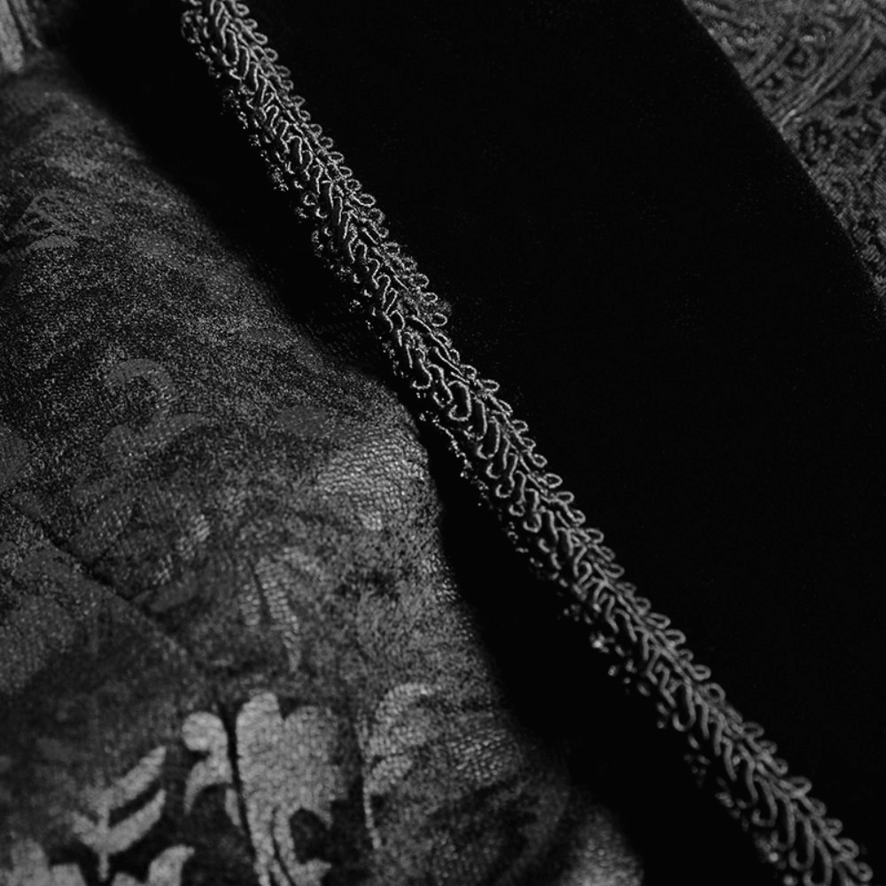 Elegant Black Floral Jacquard Swallowtail Vest