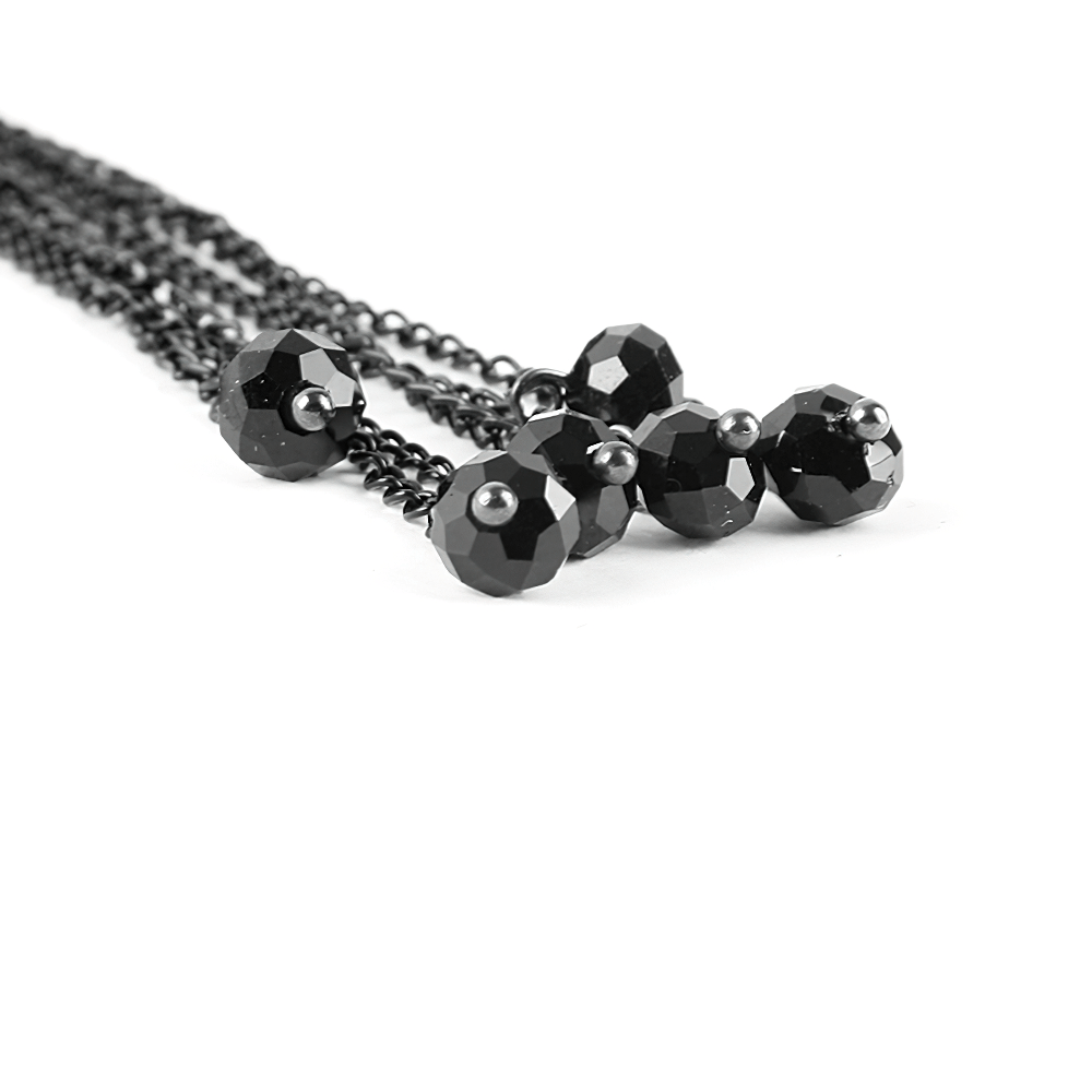 Elegant Black Lace Choker with Floral and Drop Details