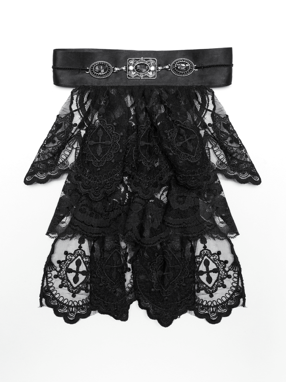 Elegant Black Lace Gothic Collar with Victorian Details