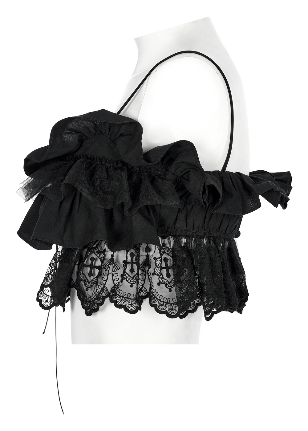 Elegant Black Lace Off-the-Shoulder Top Camisole