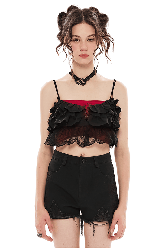Elegant Black Lace Off-the-Shoulder Top Camisole