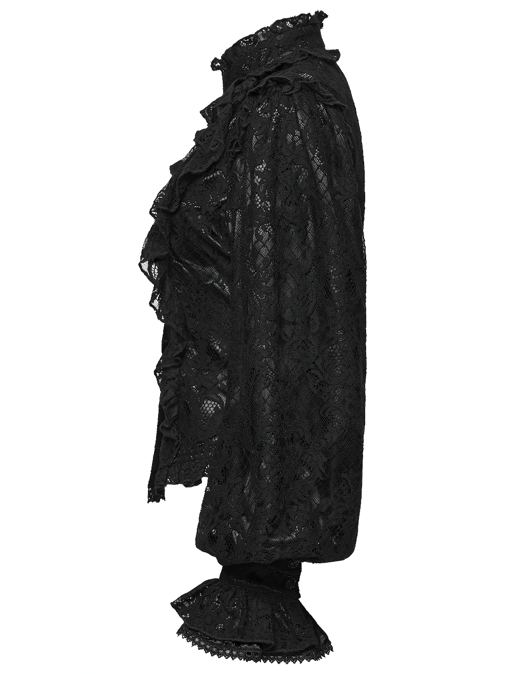 Elegant Black Lace Ruffled Gothic Long Sleeve Blouse