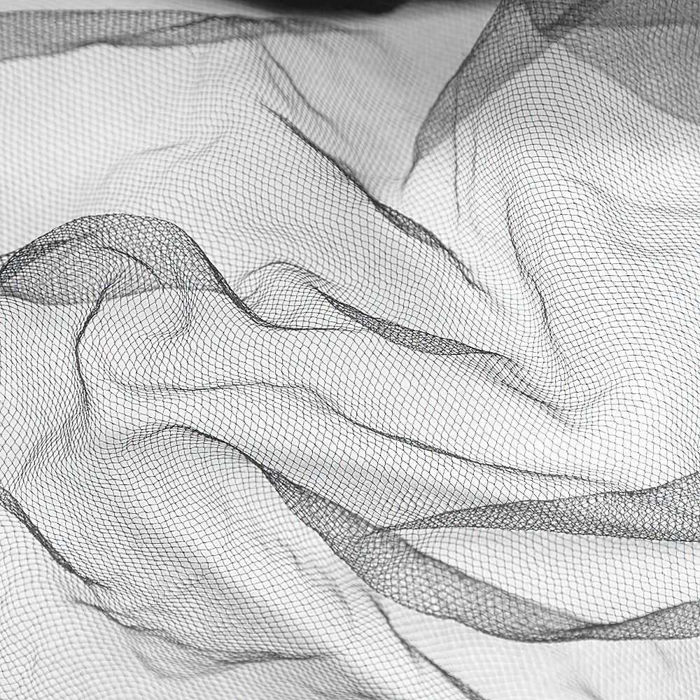 Elegant Black Lace Wedding Veil with 3D Roses