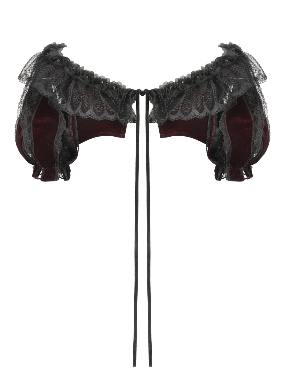 Elegant Bolero with Black Lace and Roses Applique Detail