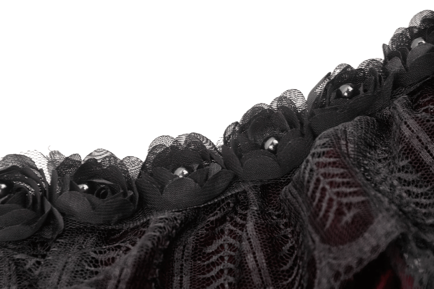 Elegant Bolero with Black Lace and Roses Applique Detail