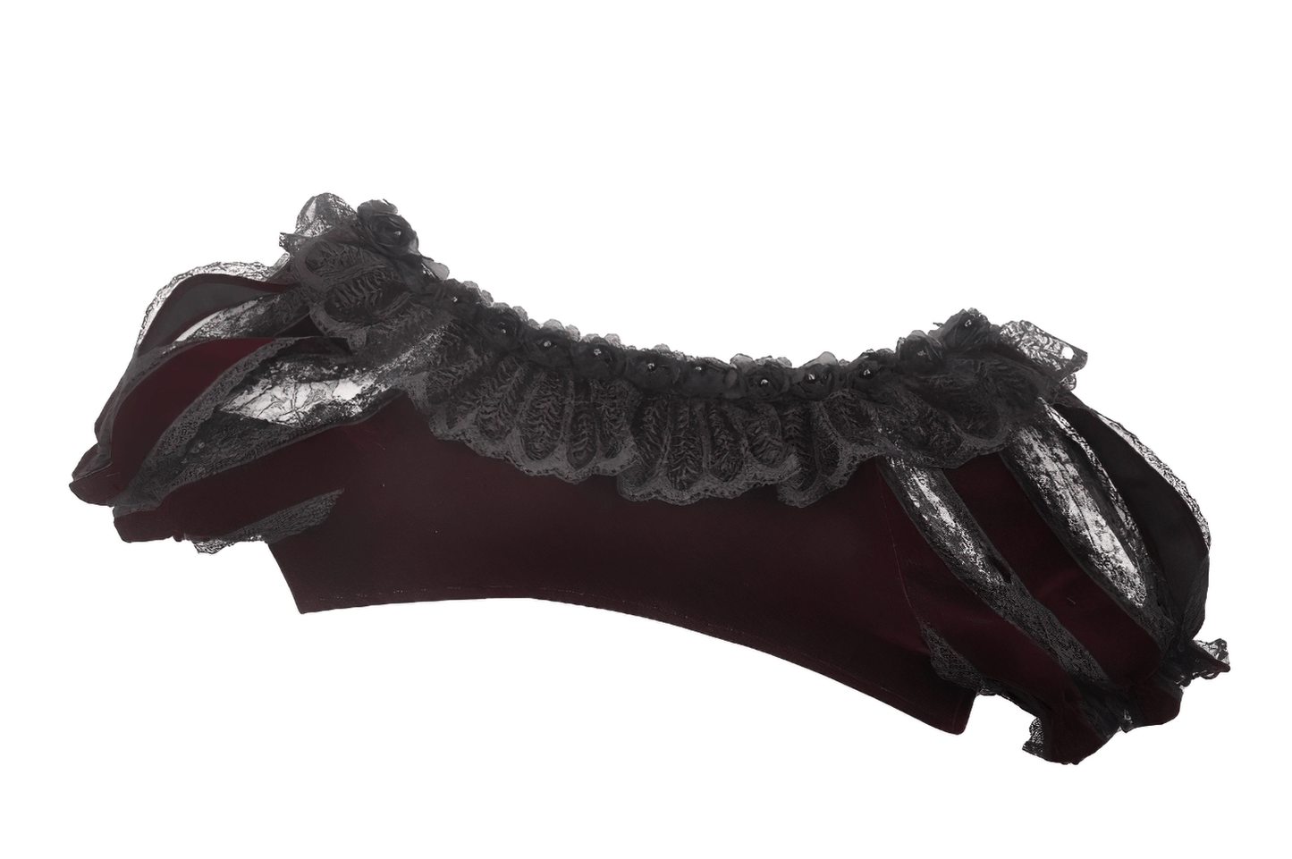 Elegant Bolero with Black Lace and Roses Applique Detail