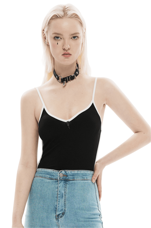 Elegant Crow Buckle Camisole in Contrast Design
