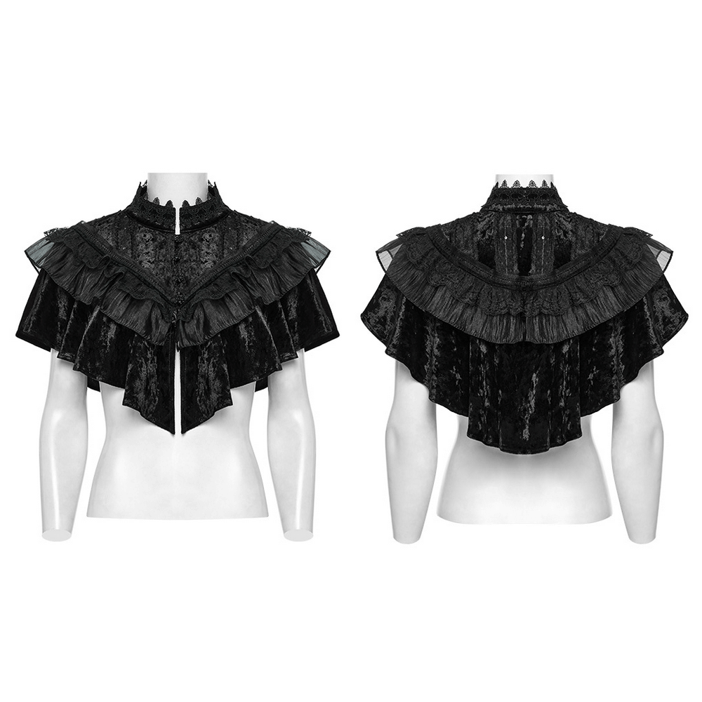 Elegant Embroidered Goth Cape with Retro Lace Design
