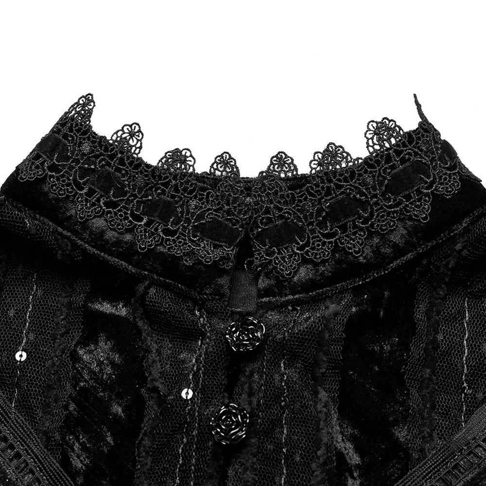 Elegant Embroidered Goth Cape with Retro Lace Design